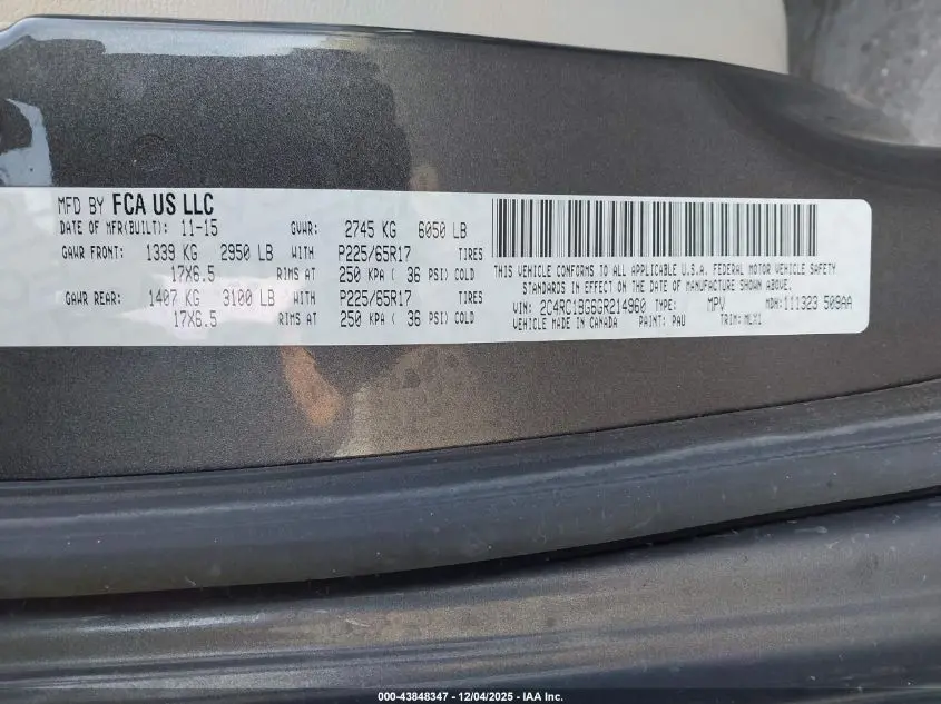 2016 CHRYSLER TOWN & COUNTRY TOURING