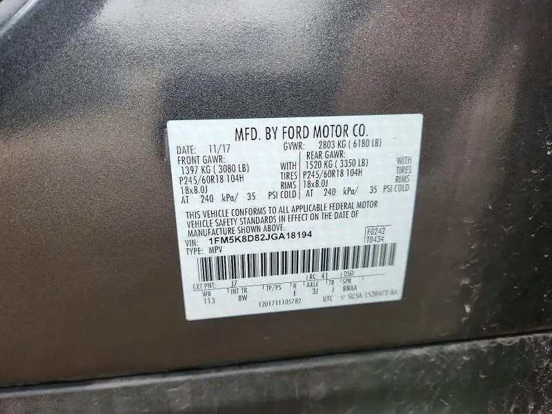 2018 FORD EXPLORER XLT  