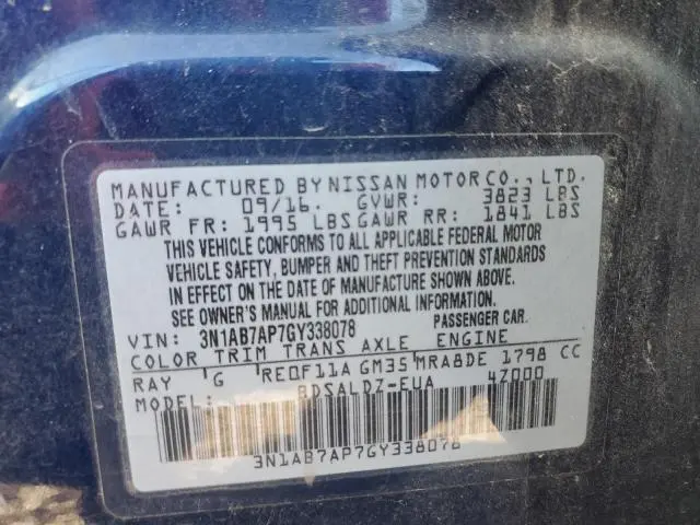 2016 NISSAN SENTRA S  