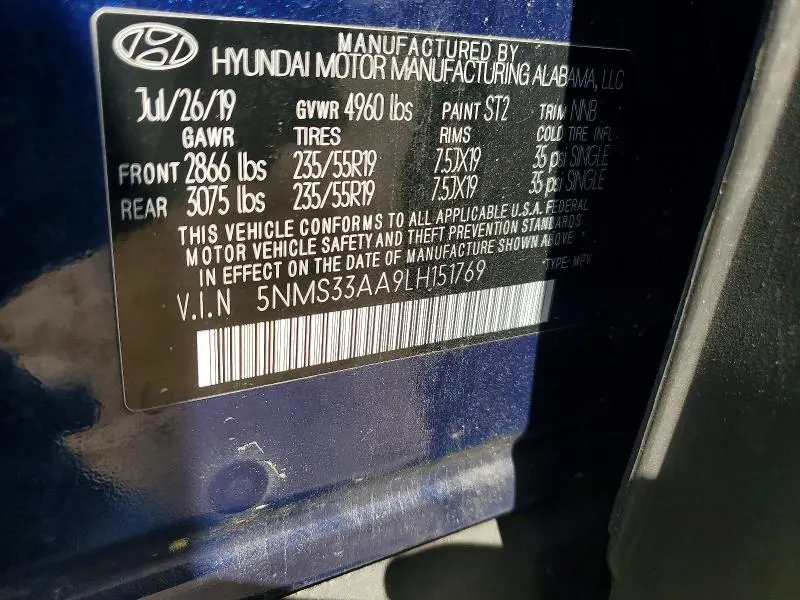 2020 HYUNDAI SANTA FE SEL 2.0T  