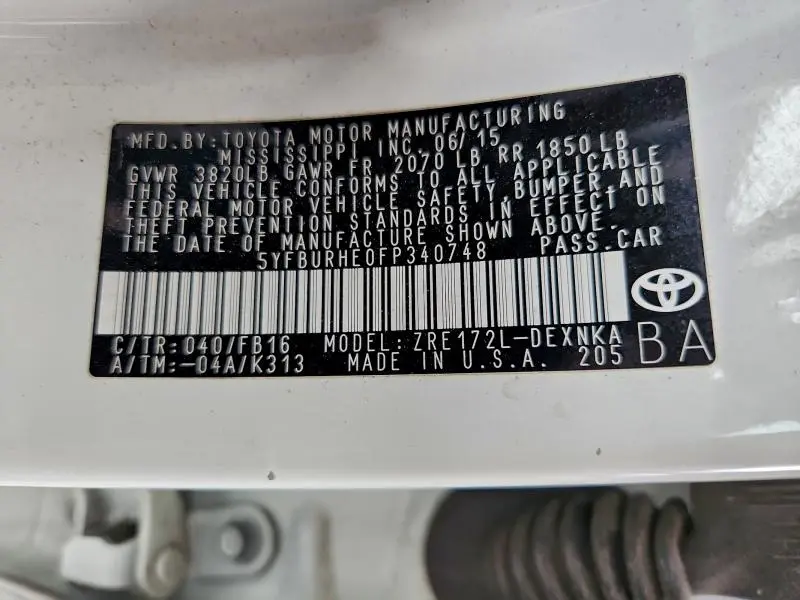 2015 TOYOTA COROLLA L  