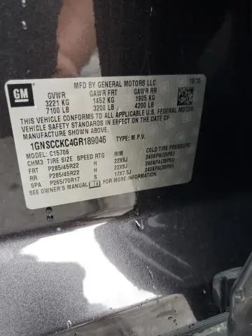 2016 CHEVROLET TAHOE C1500 LTZ