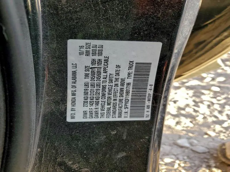 2017 HONDA RIDGELINE SPORT  