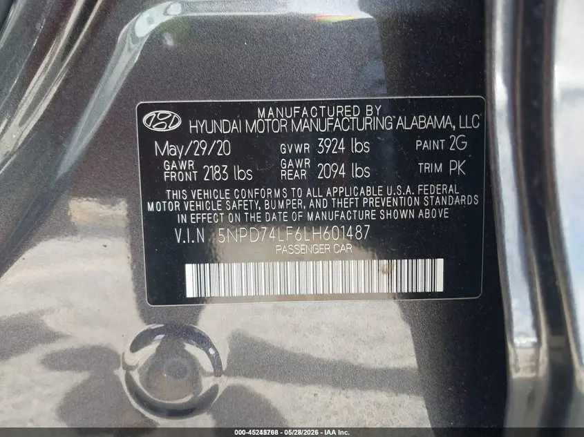 2020 HYUNDAI ELANTRA SE