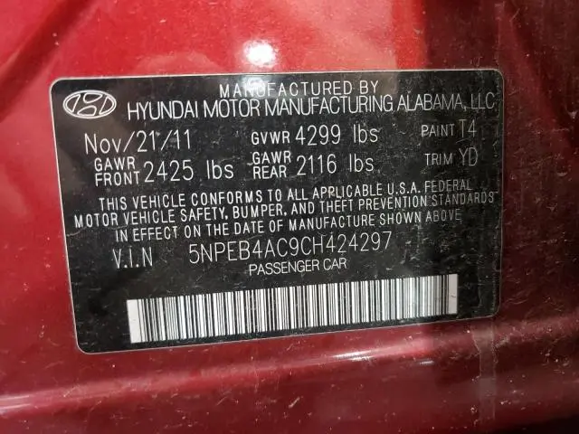 2012 HYUNDAI SONATA GLS  