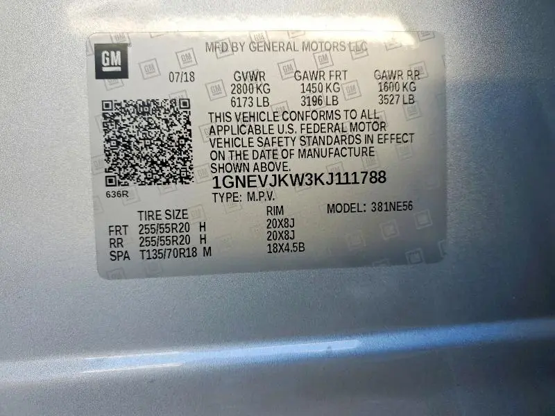 2019 CHEVROLET TRAVERSE HIGH COUNTRY  