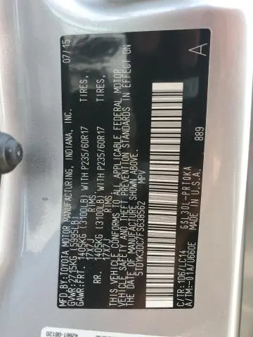 2015 TOYOTA SIENNA XLE  