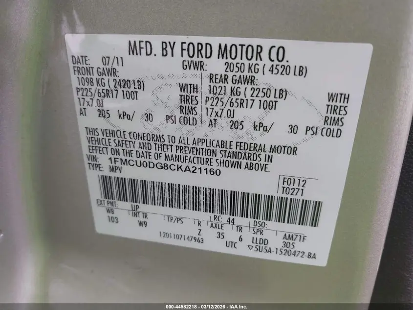 2012 FORD ESCAPE XLT