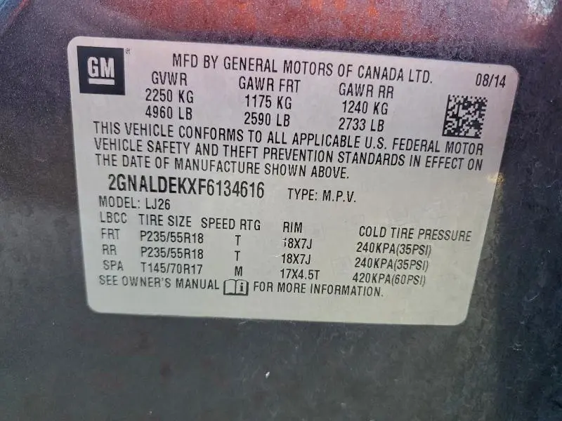 2015 CHEVROLET EQUINOX LTZ  