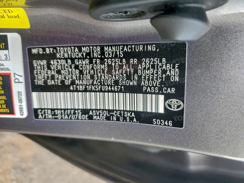 2015 TOYOTA CAMRY LE  