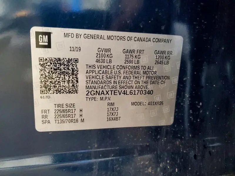 2020 CHEVROLET EQUINOX LT  