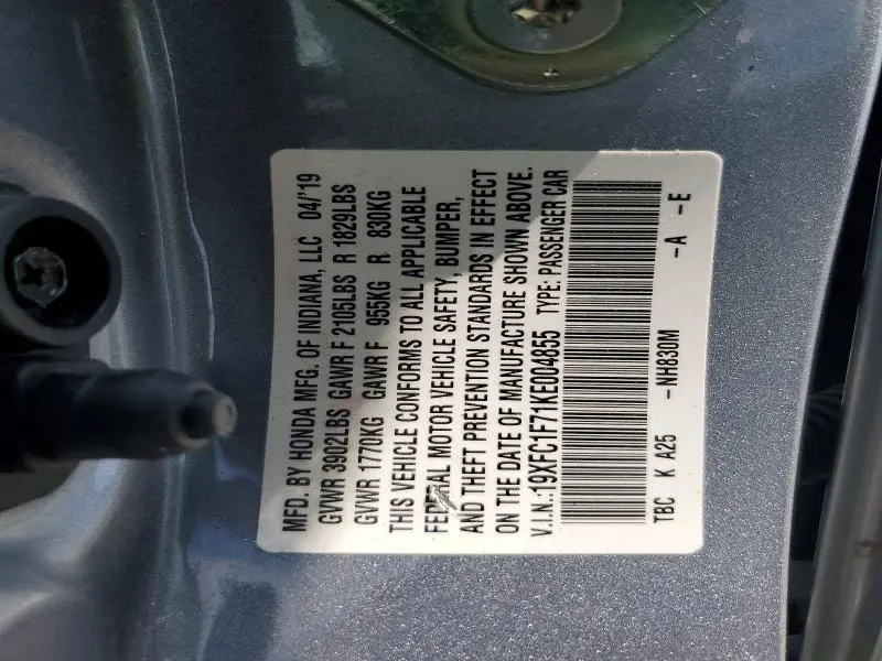 2019 HONDA CIVIC EXL  