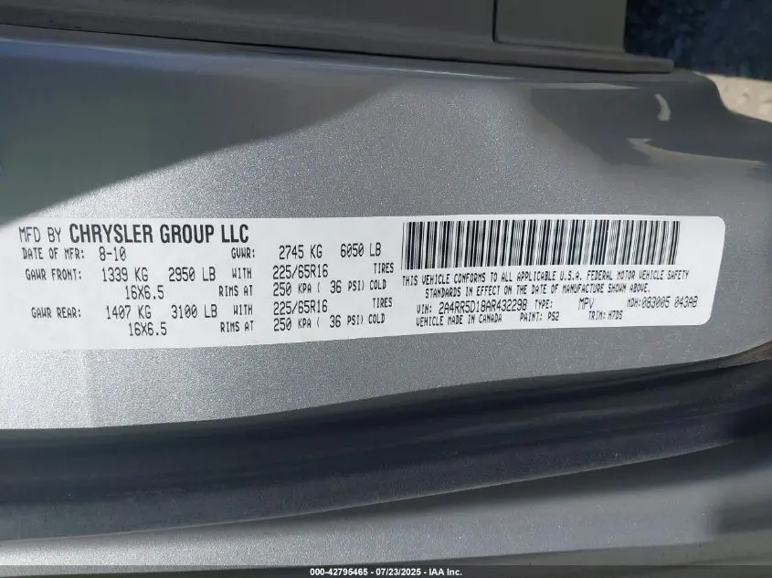 2010 CHRYSLER TOWN & COUNTRY TOURING