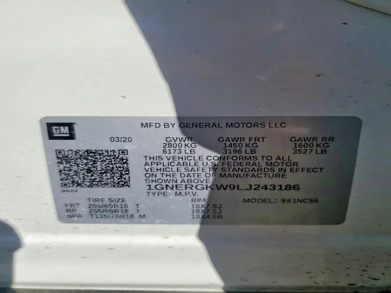 2020 CHEVROLET TRAVERSE LT  