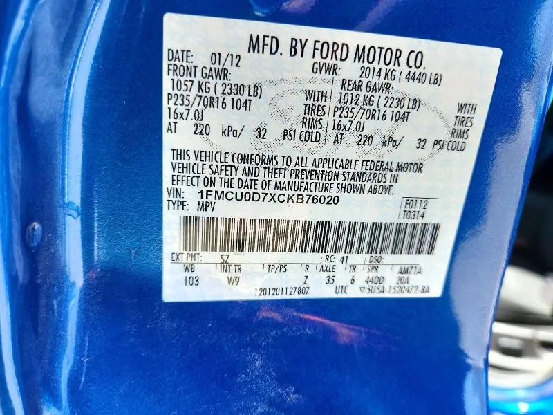 2012 FORD ESCAPE XLT  