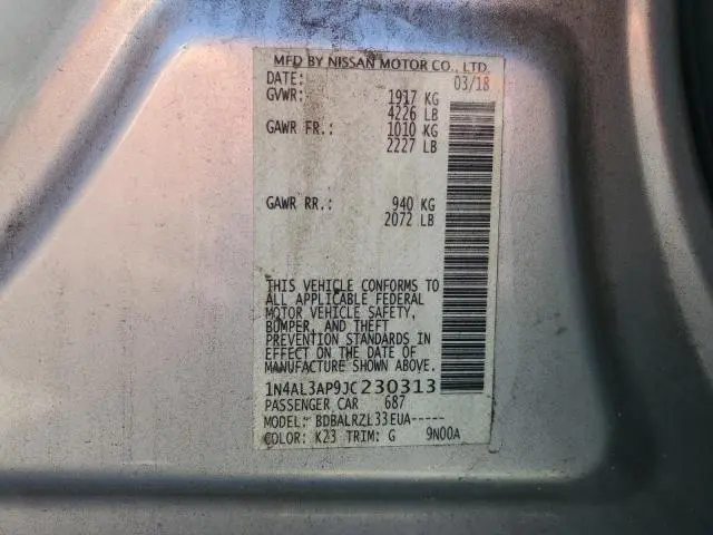 2018 NISSAN ALTIMA 2.5  