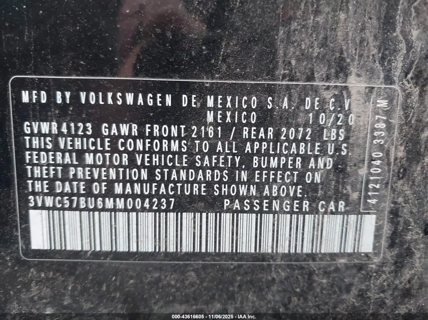 2021 VOLKSWAGEN JETTA 1.4T R-LINE/1.4T S/1.4T SE