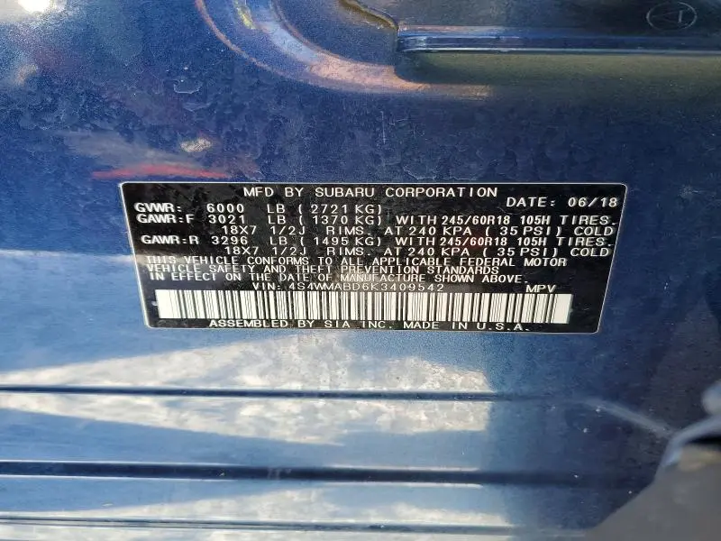 2019 SUBARU ASCENT   
