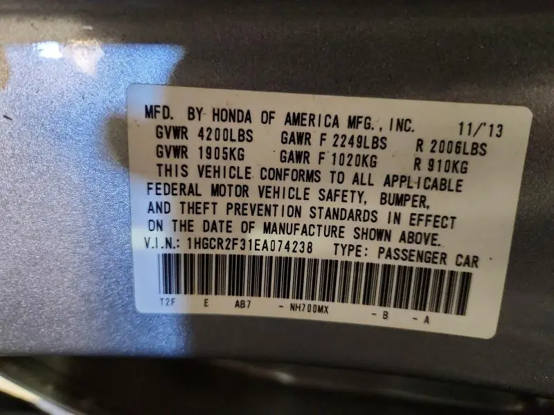 2014 HONDA ACCORD LX  