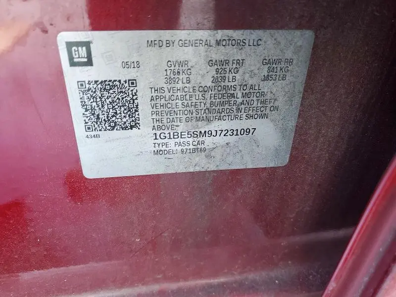 2018 CHEVROLET CRUZE LT  