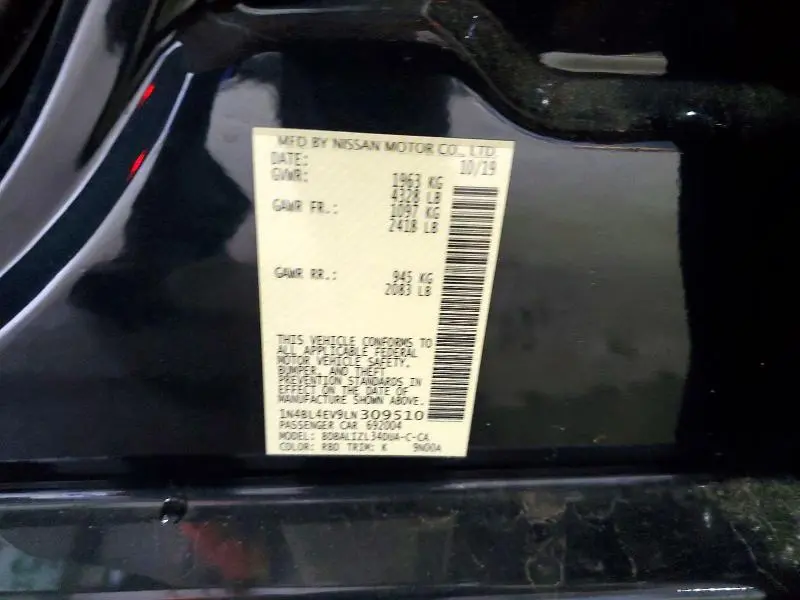 2020 NISSAN ALTIMA 2.5 SL  