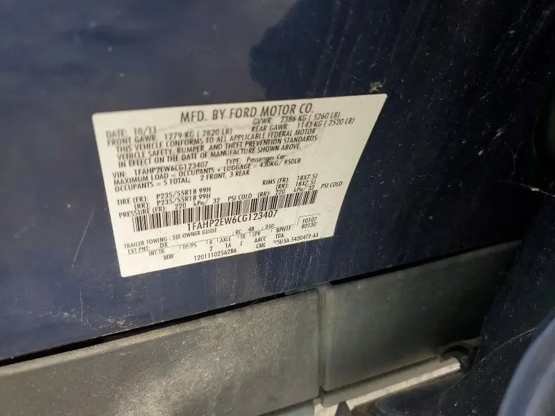 2012 FORD TAURUS SEL  