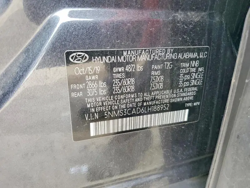 2020 HYUNDAI SANTA FE SEL  