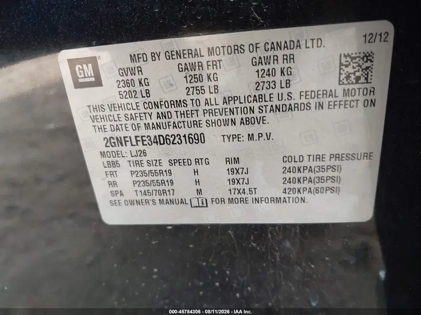2013 CHEVROLET EQUINOX LTZ
