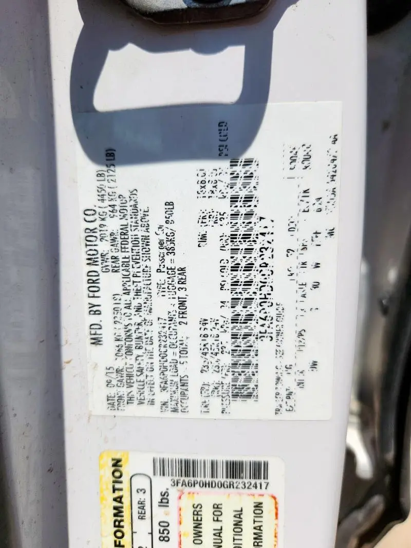 2016 FORD FUSION SE  