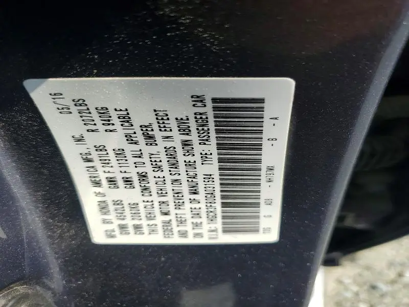 2016 HONDA ACCORD EXL  
