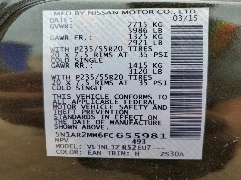 2015 NISSAN PATHFINDER S  