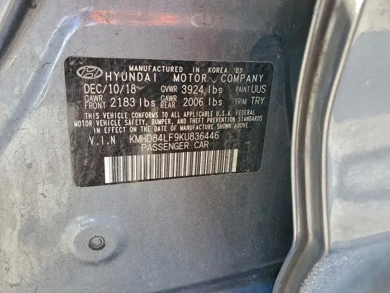 2019 HYUNDAI ELANTRA SEL  