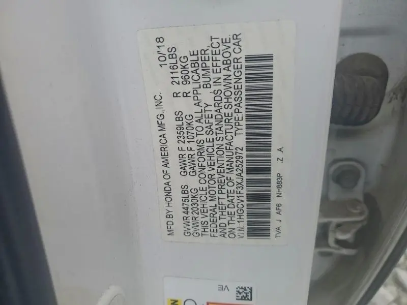 2018 HONDA ACCORD SPORT  