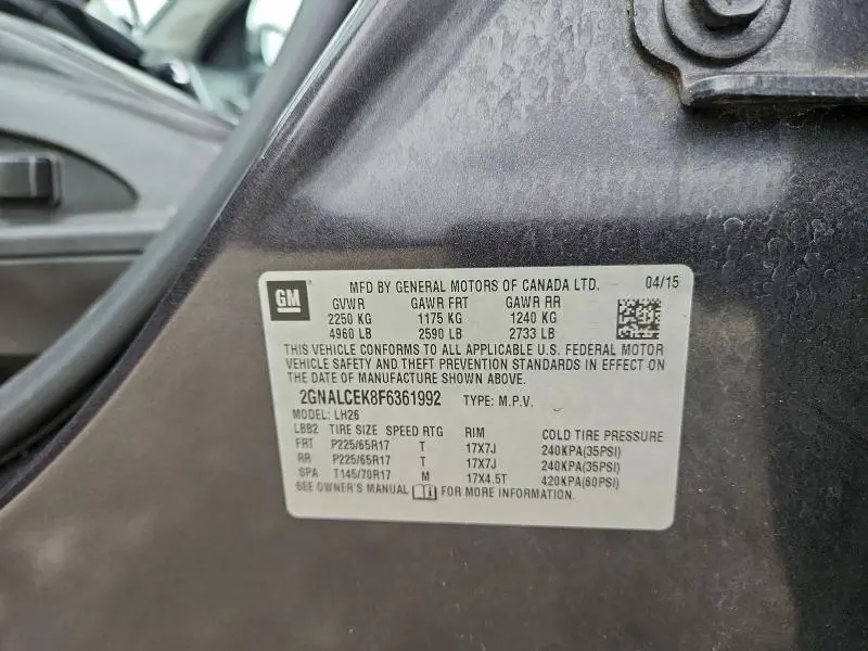 2015 CHEVROLET EQUINOX LT  