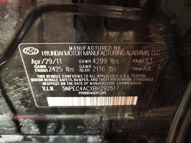 2011 HYUNDAI SONATA LIMITED  