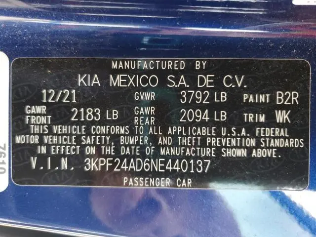 2022 KIA FORTE FE  