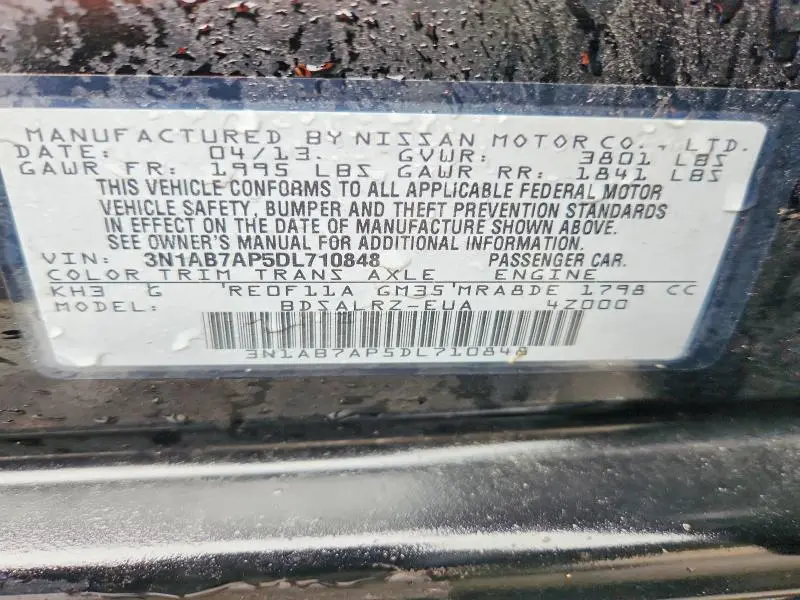 2013 NISSAN SENTRA S/SV/SR/SL  