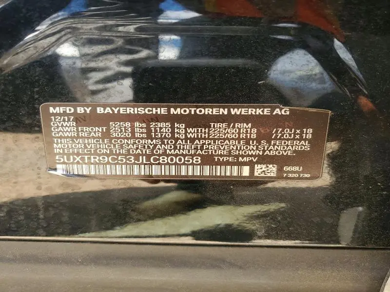 2018 BMW X3 XDRIVE30I  