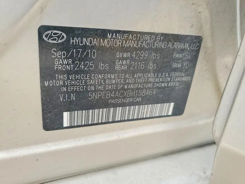 2011 HYUNDAI SONATA GLS  