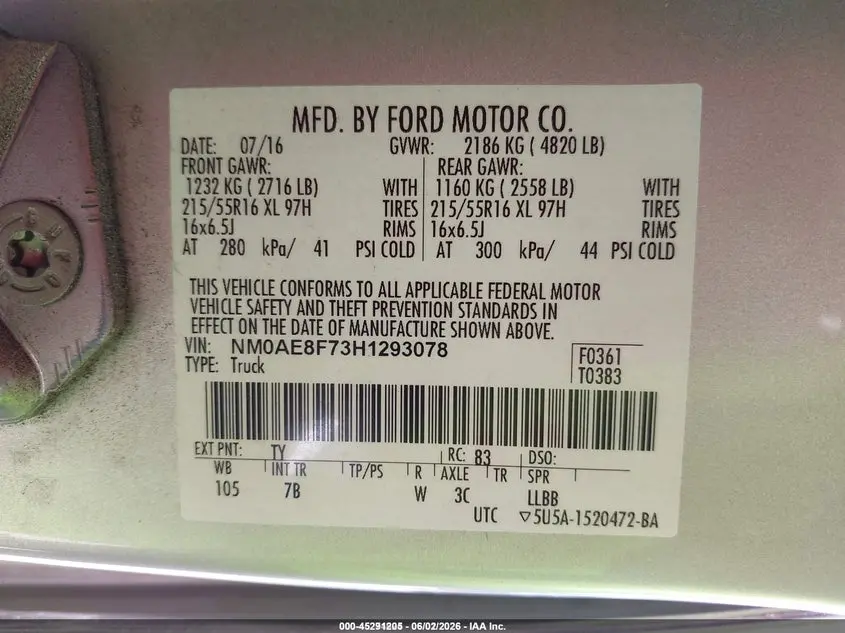 2017 FORD TRANSIT CONNECT XLT