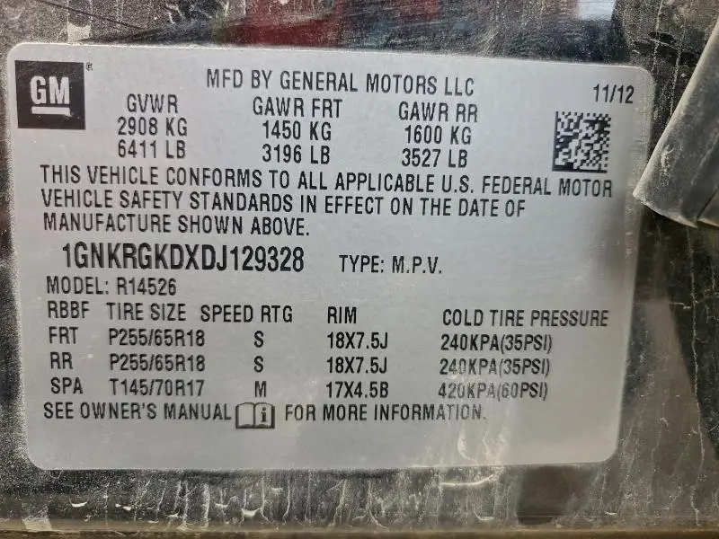 2013 CHEVROLET TRAVERSE LT  