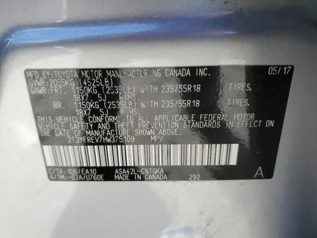 2017 TOYOTA RAV4 LIMITED  