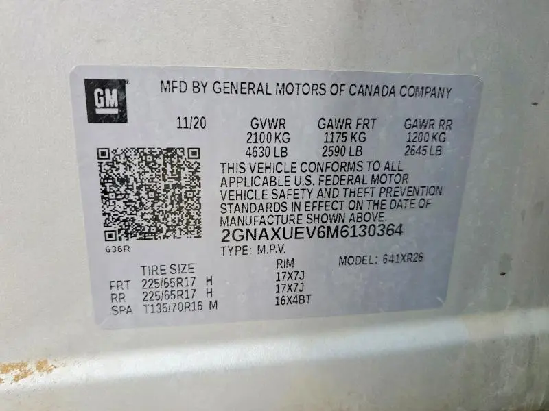 2021 CHEVROLET EQUINOX LT  