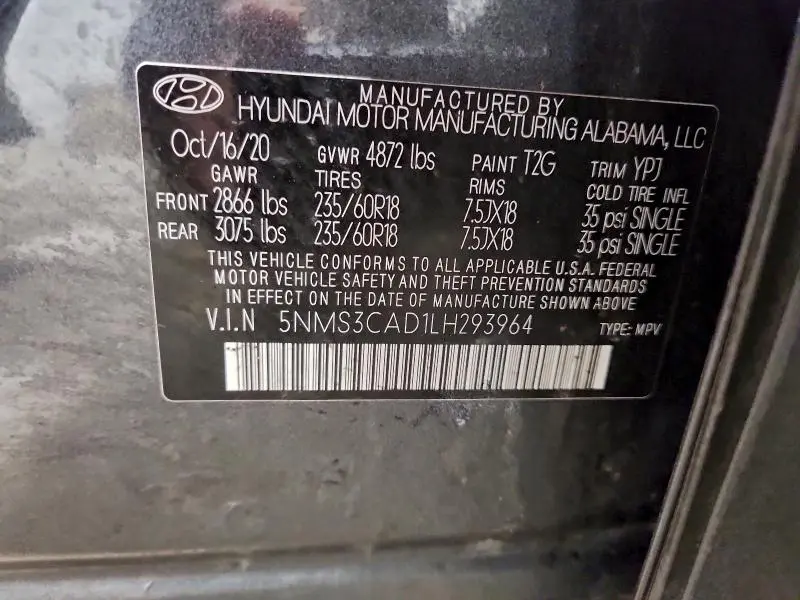 2020 HYUNDAI SANTA FE SEL  