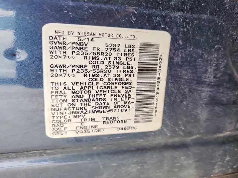 2014 NISSAN MURANO LE  