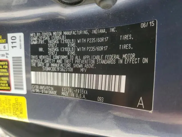 2015 TOYOTA SIENNA LE  