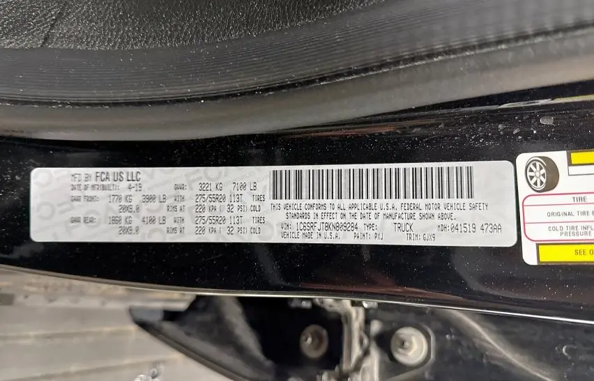 2019 RAM 1500 LARAMIE  