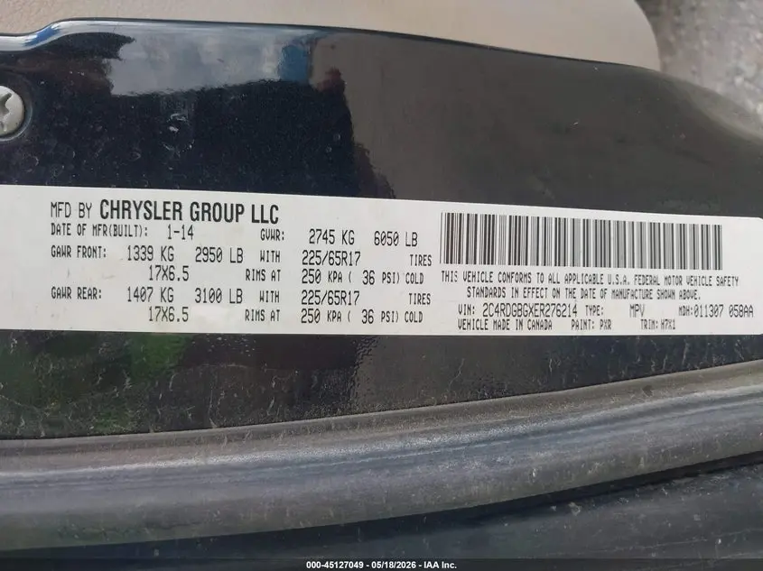 2014 DODGE GRAND CARAVAN SE