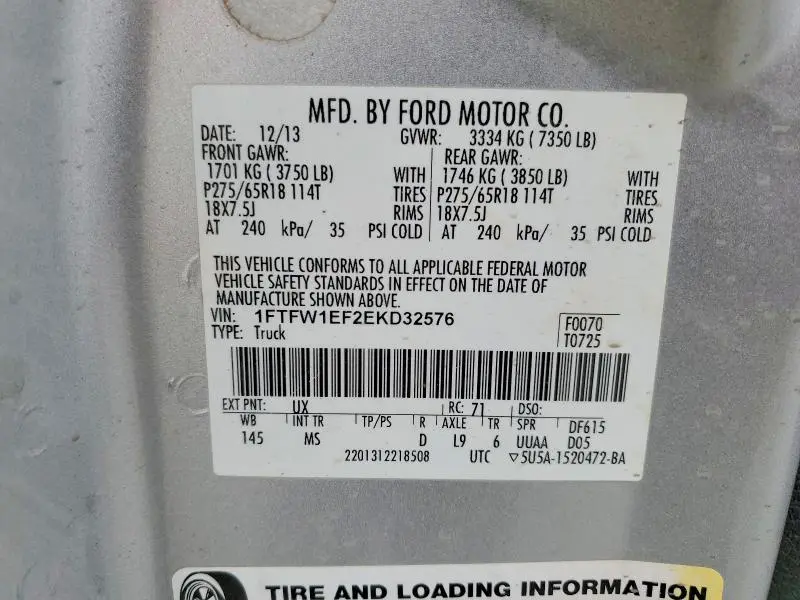 2014 FORD F150 SUPERCREW  