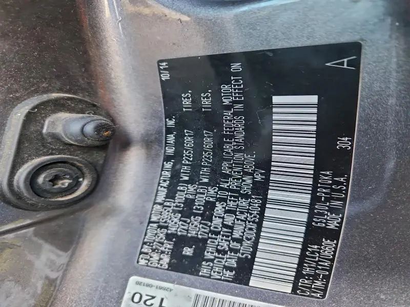 2015 TOYOTA SIENNA XLE  